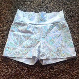 Holographic high waisted shorts